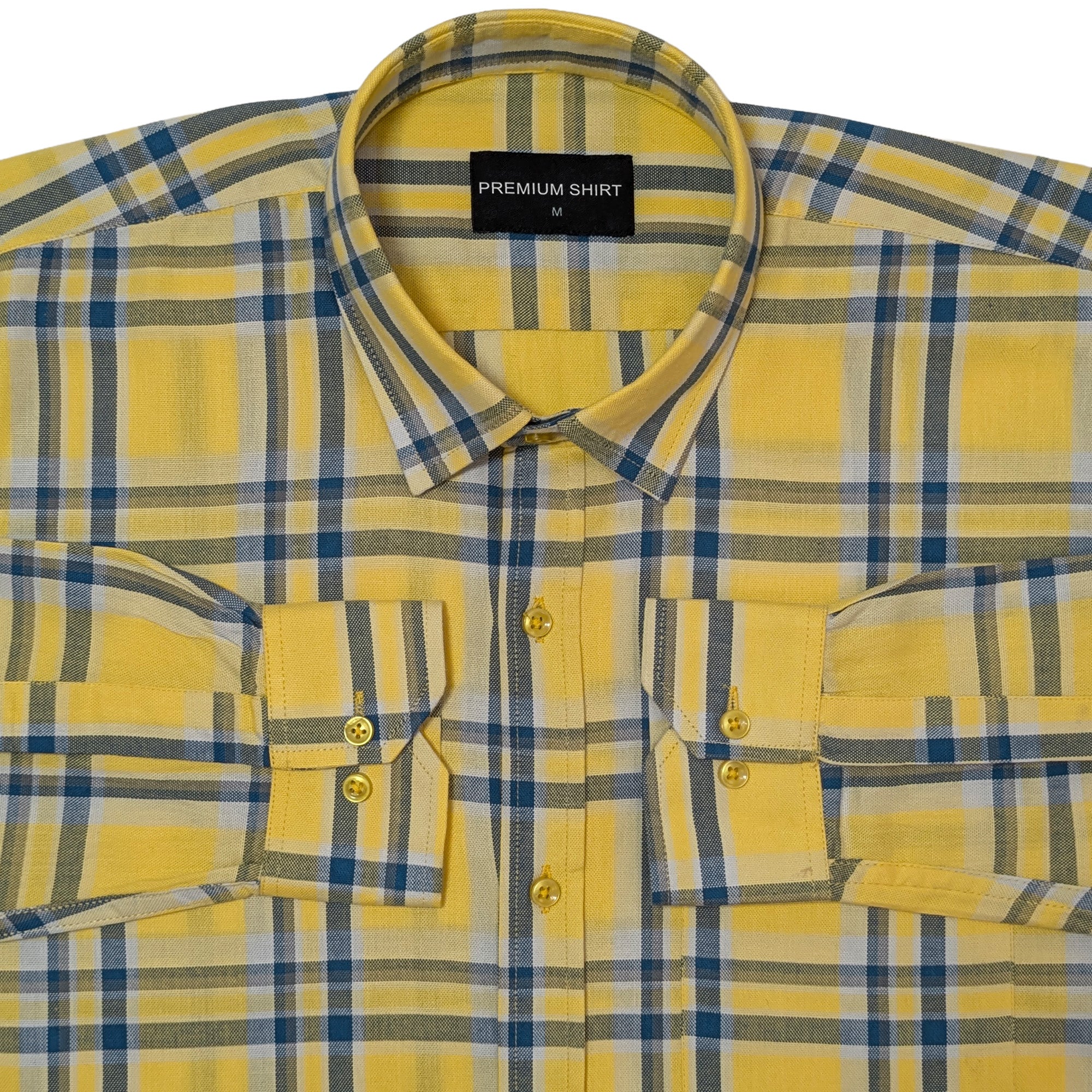 Pack of 2 Highland Green & Marigold Classic Check Cotton Shirts Bundle For Men