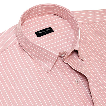 Peach Pinstripe Oxford Shirt For Men