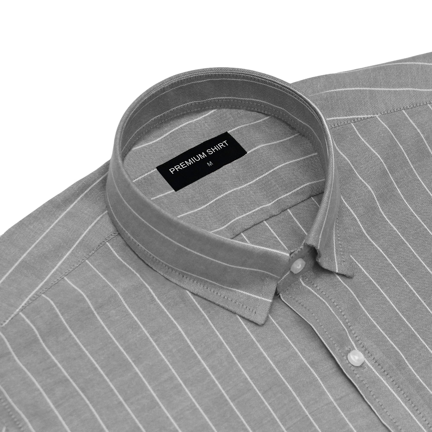 Ash Grey Pinstripe Oxford Shirt For Men