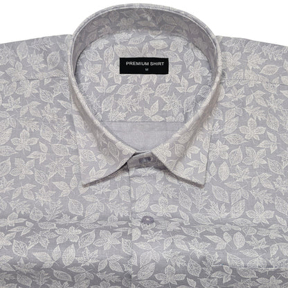 Frosted Lavender Abstract Linen Shirt For Men