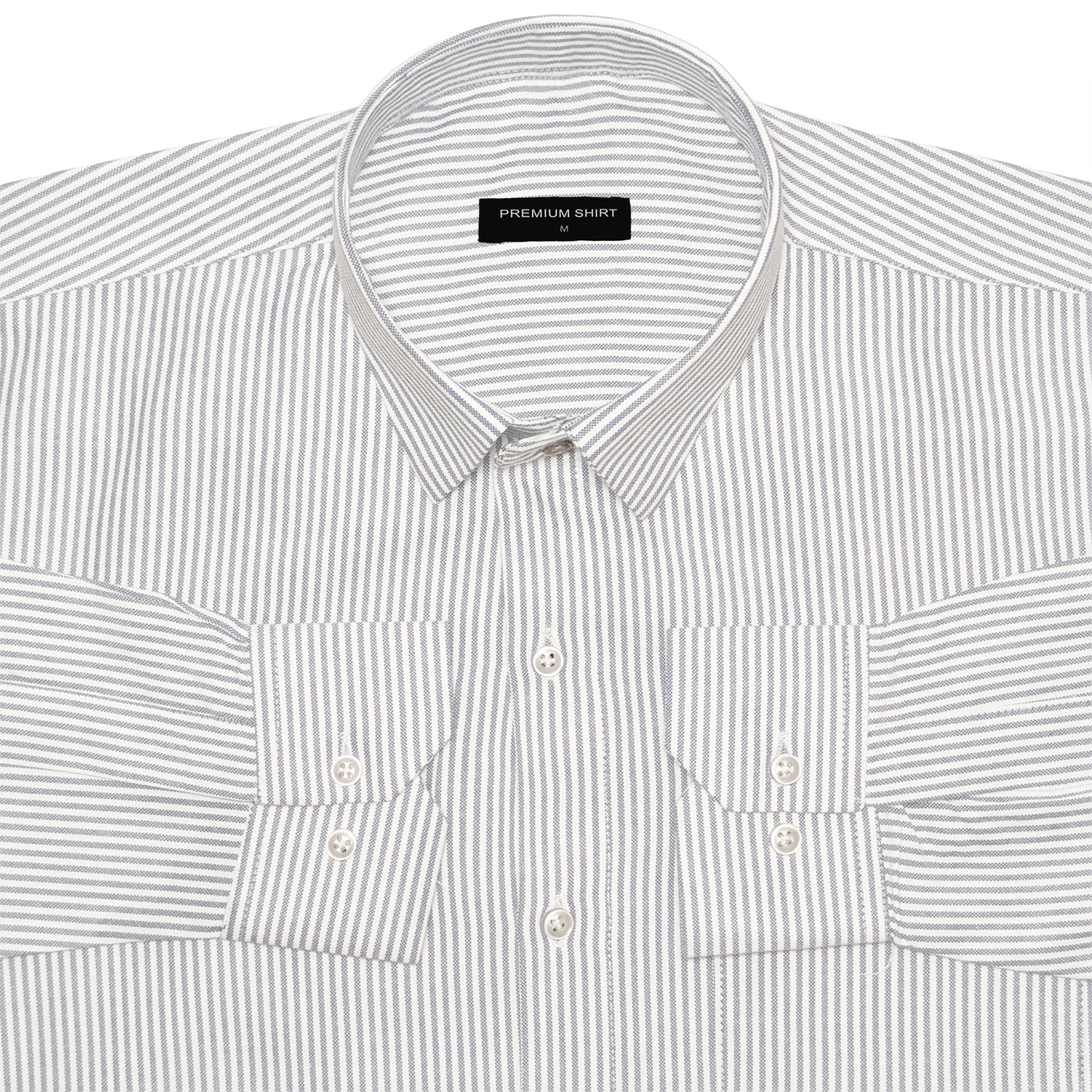 Silver Grey Pinstripe Oxford Shirt For Men