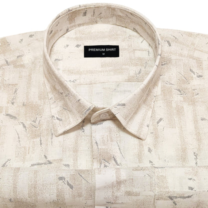 Sandstone Abstract Linen Shirt For Men