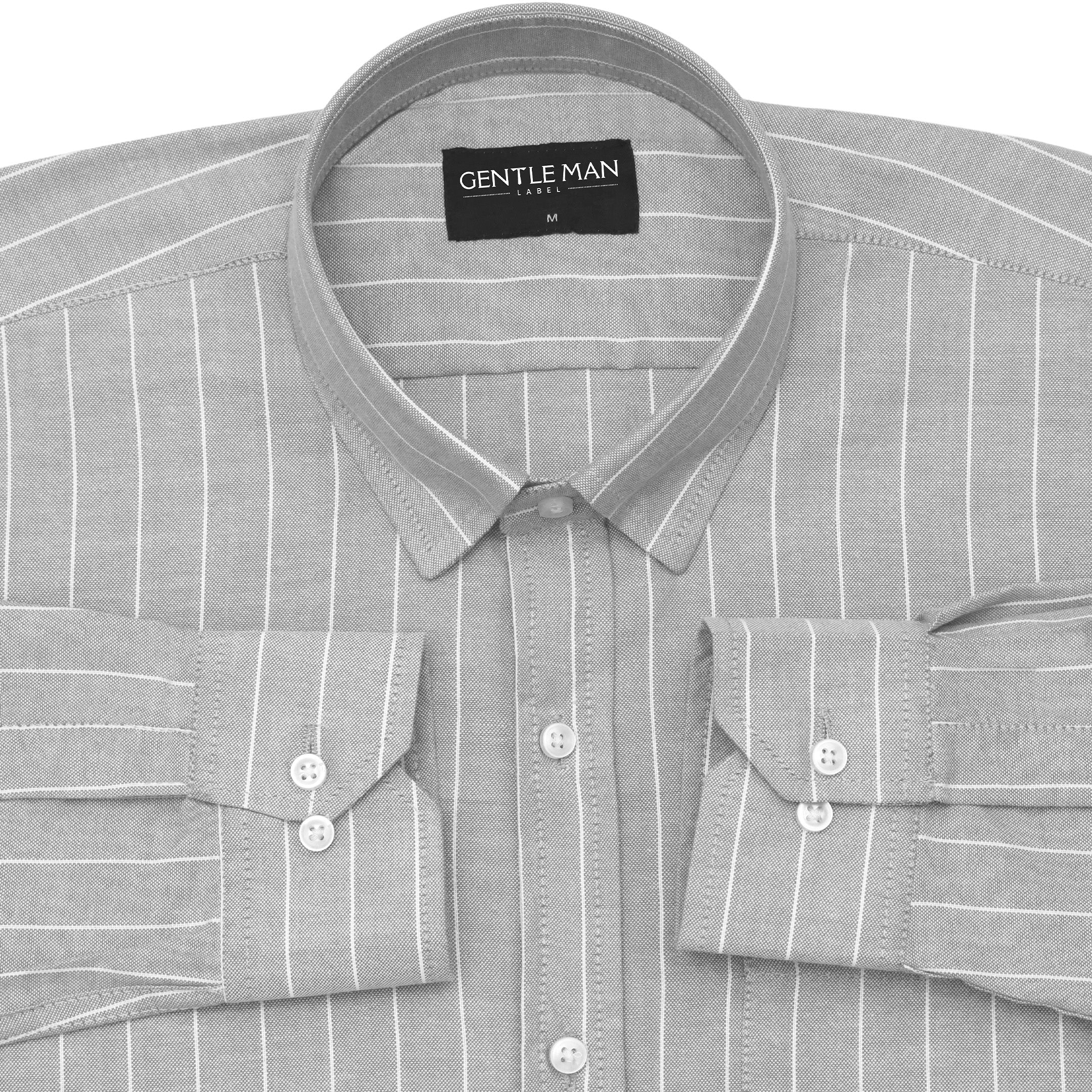 Cloud Grey Pinstripe Oxford Shirt