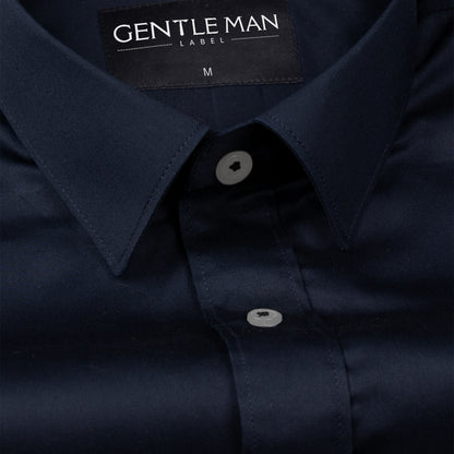 Deep Navy Blue Satin Shirt for Men