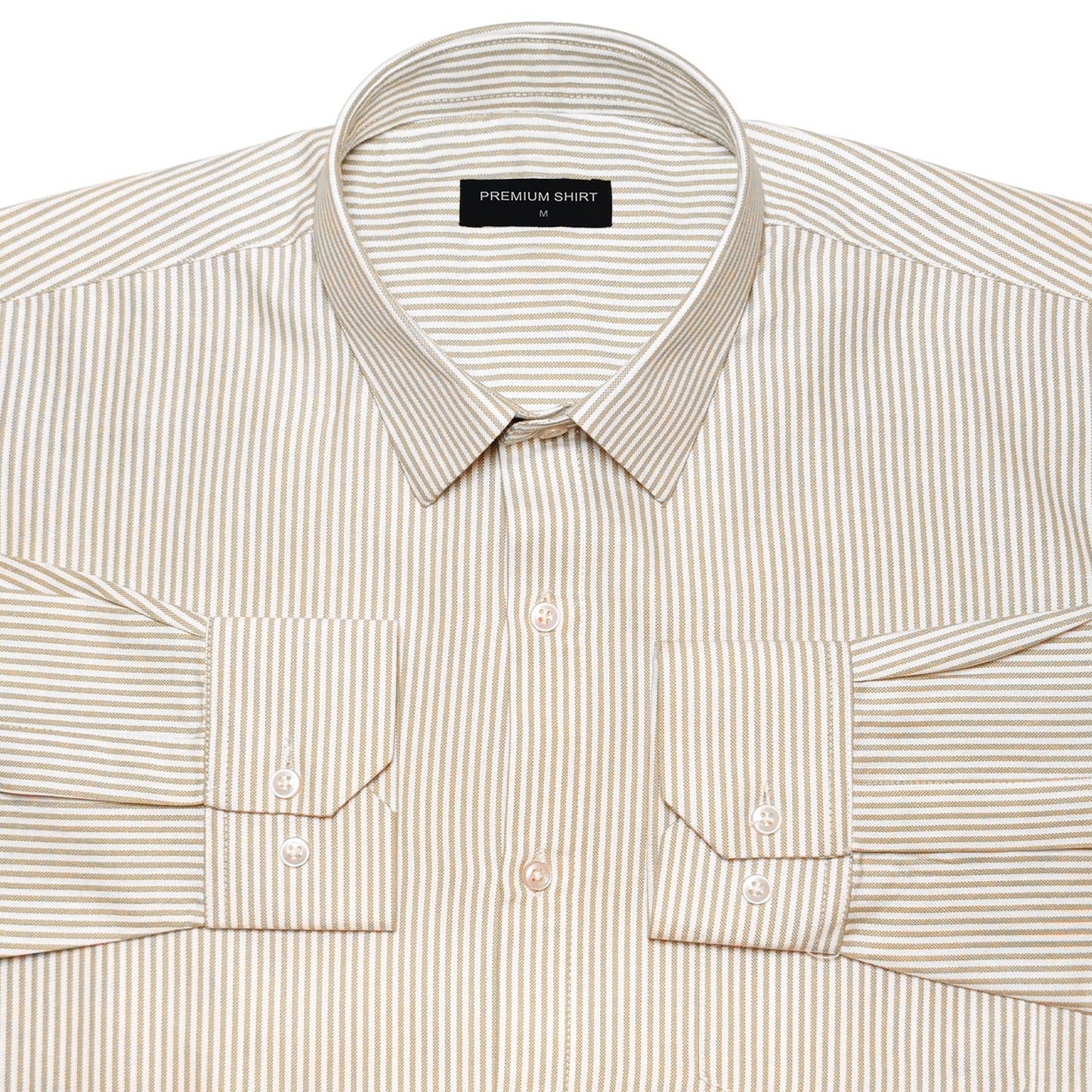 Bold Beige Pinstripe Oxford Shirt For Men