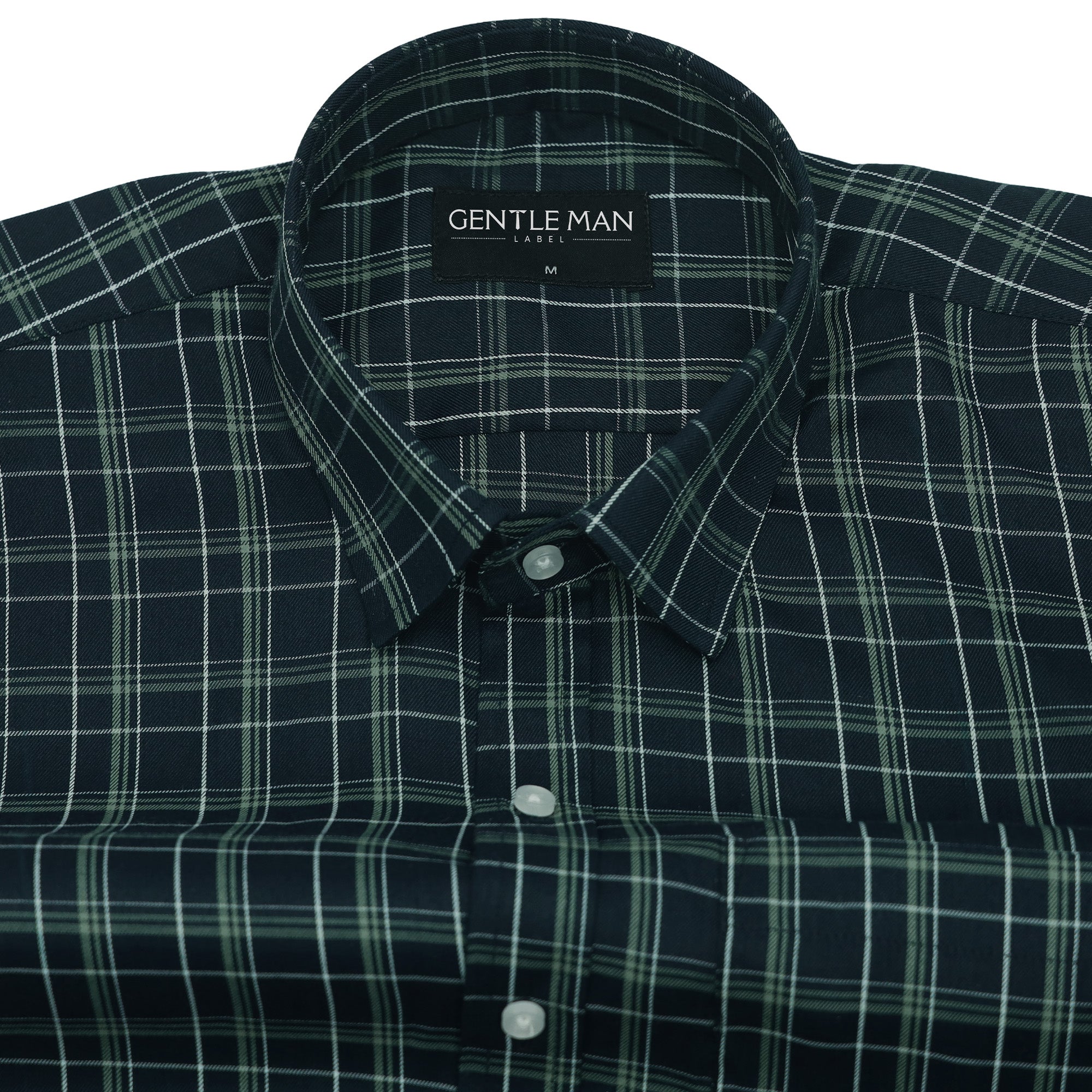 Midnight Green Classic Check Cotton Blend Shirt for Men