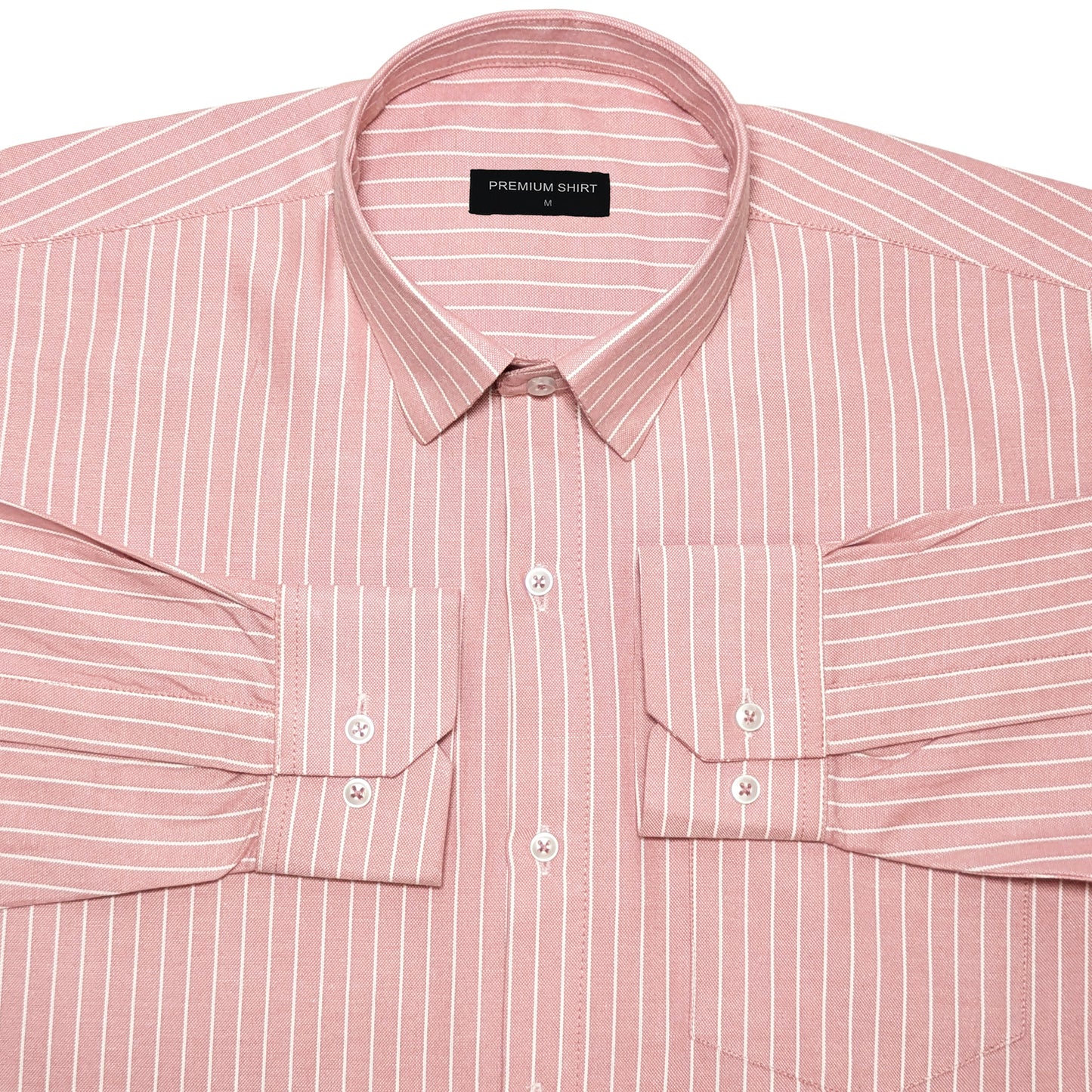 Peach Pinstripe Oxford Shirt For Men