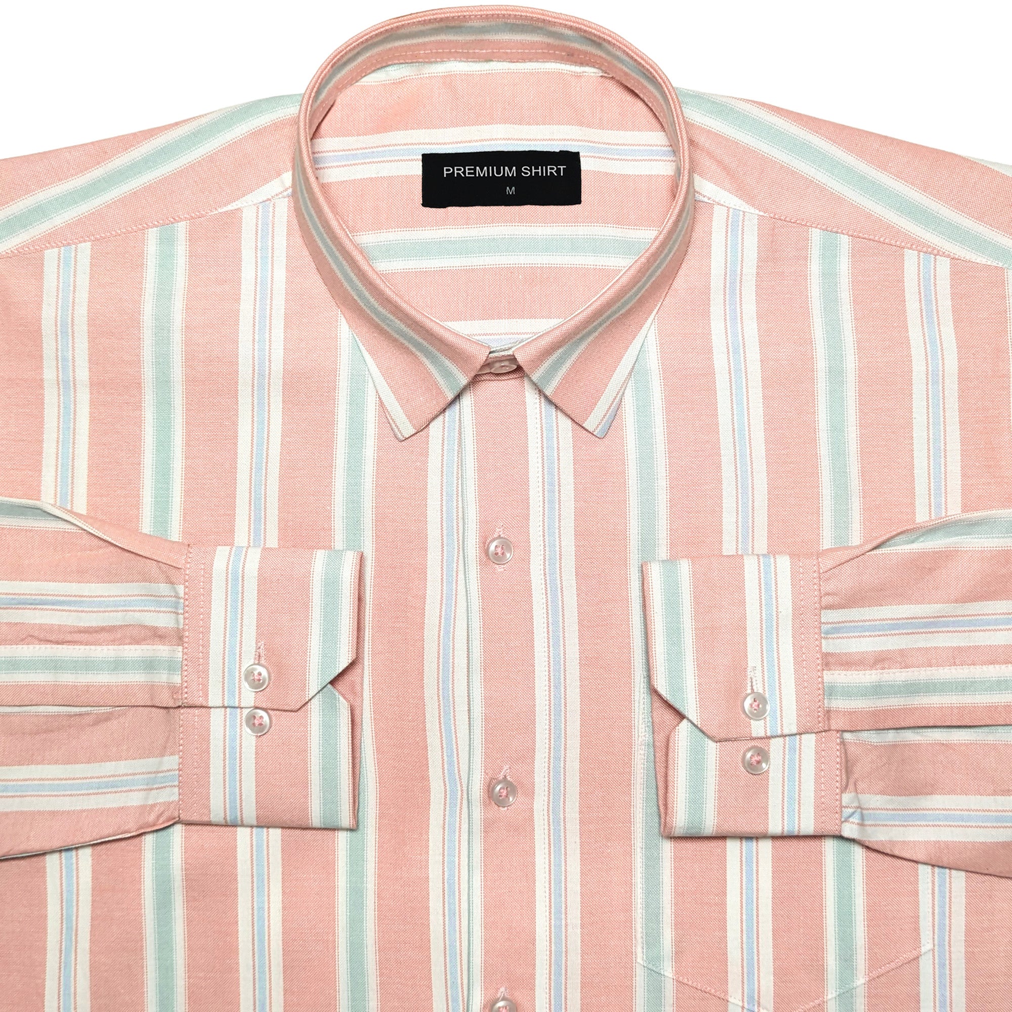 Rose Mist Oxford Stripe Cotton Shirt For Men