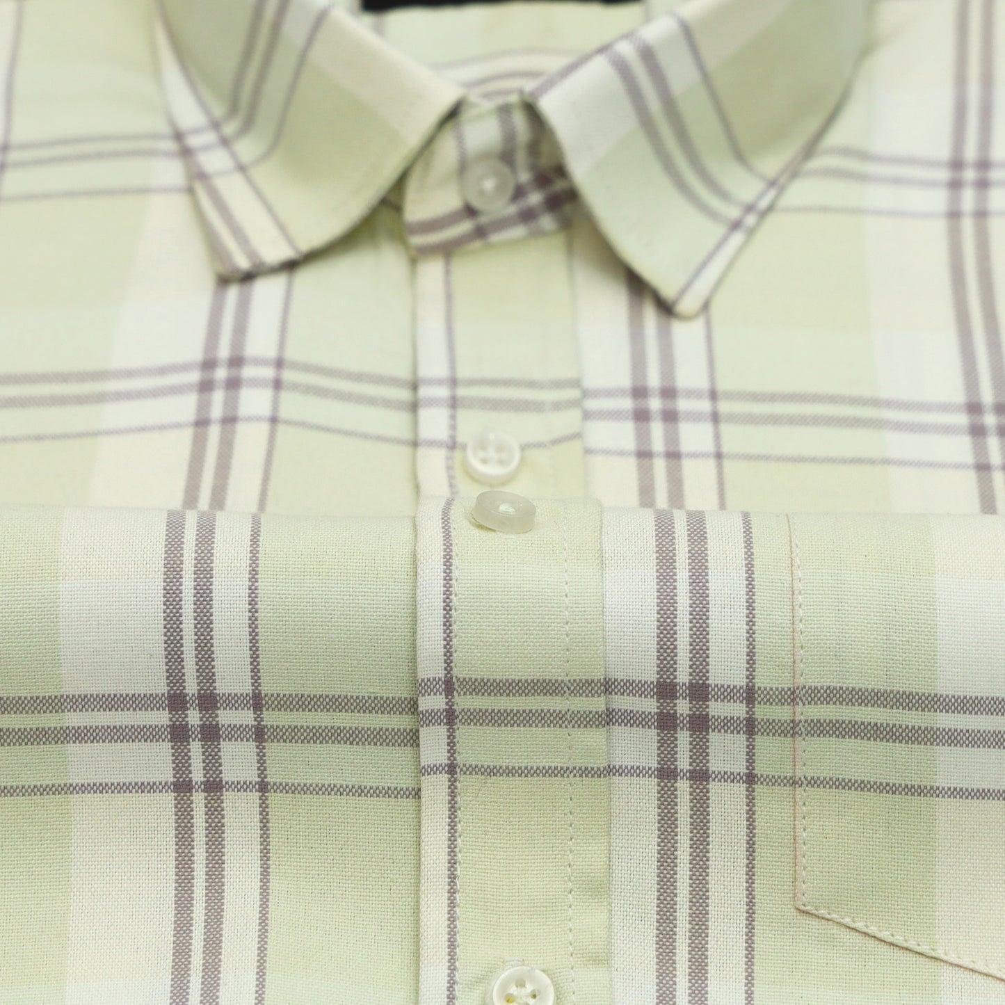 Pale Pistachio Classic Check Oxford Cotton Shirt For Men