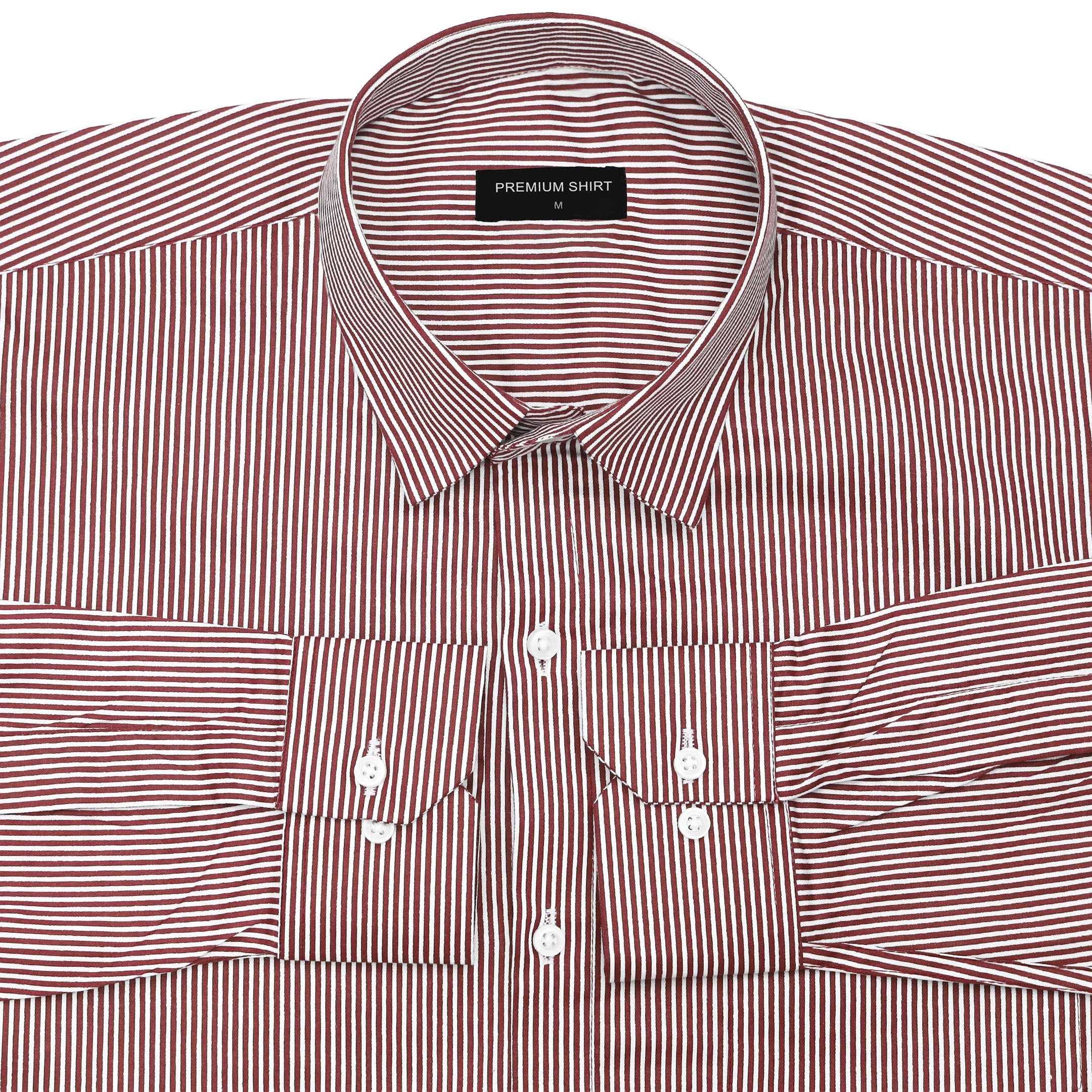 Maroon Cotton Blend Stripes Shirt for Men