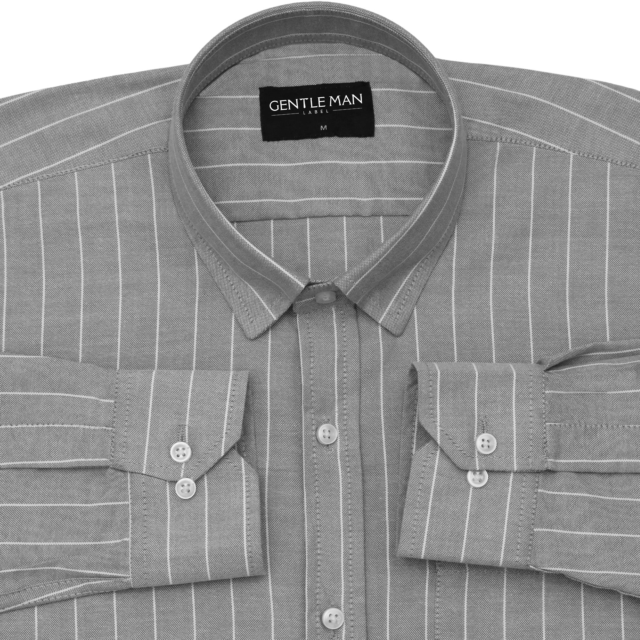 Ash Grey Pinstripe Oxford Shirt