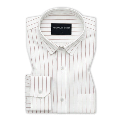 Fine Maroon Pinstripe Linen Shirt For Men