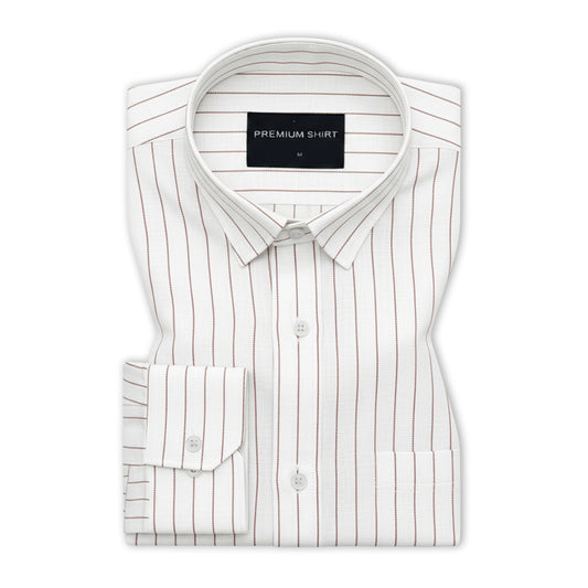 Fine Maroon Pinstripe Linen Shirt For Men