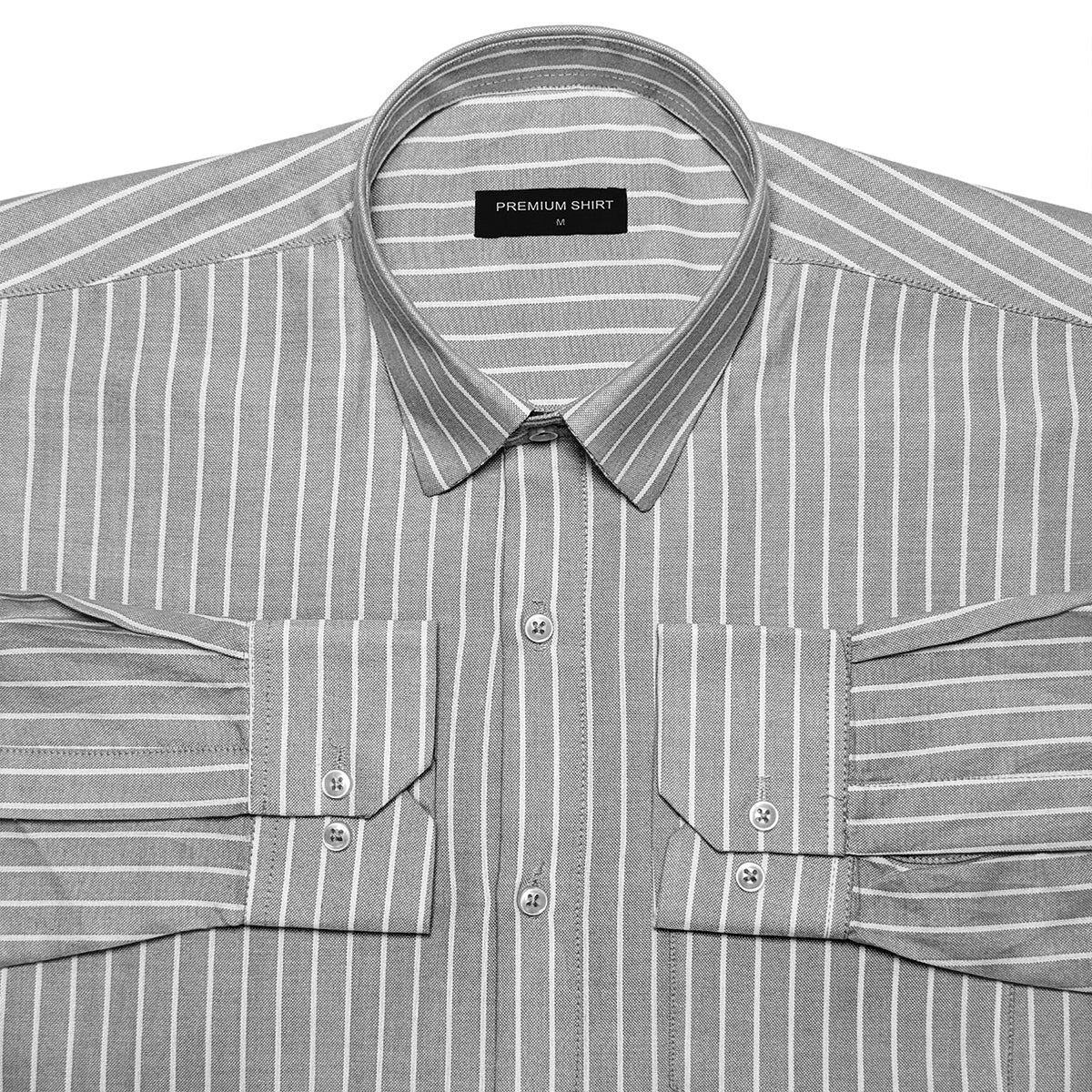 Dark Grey Pinstripe Oxford Shirt For Men