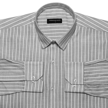 Dark Grey Pinstripe Oxford Shirt For Men