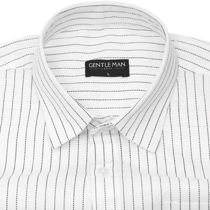 Fine Black Pinstripe Linen Shirt For Men