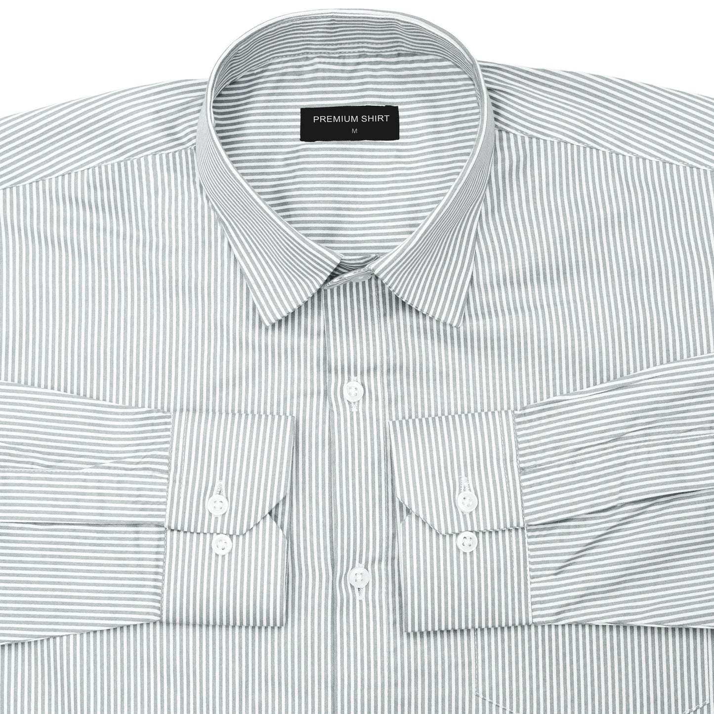 Light Grey Cotton Blend Stripes Shirt for Men