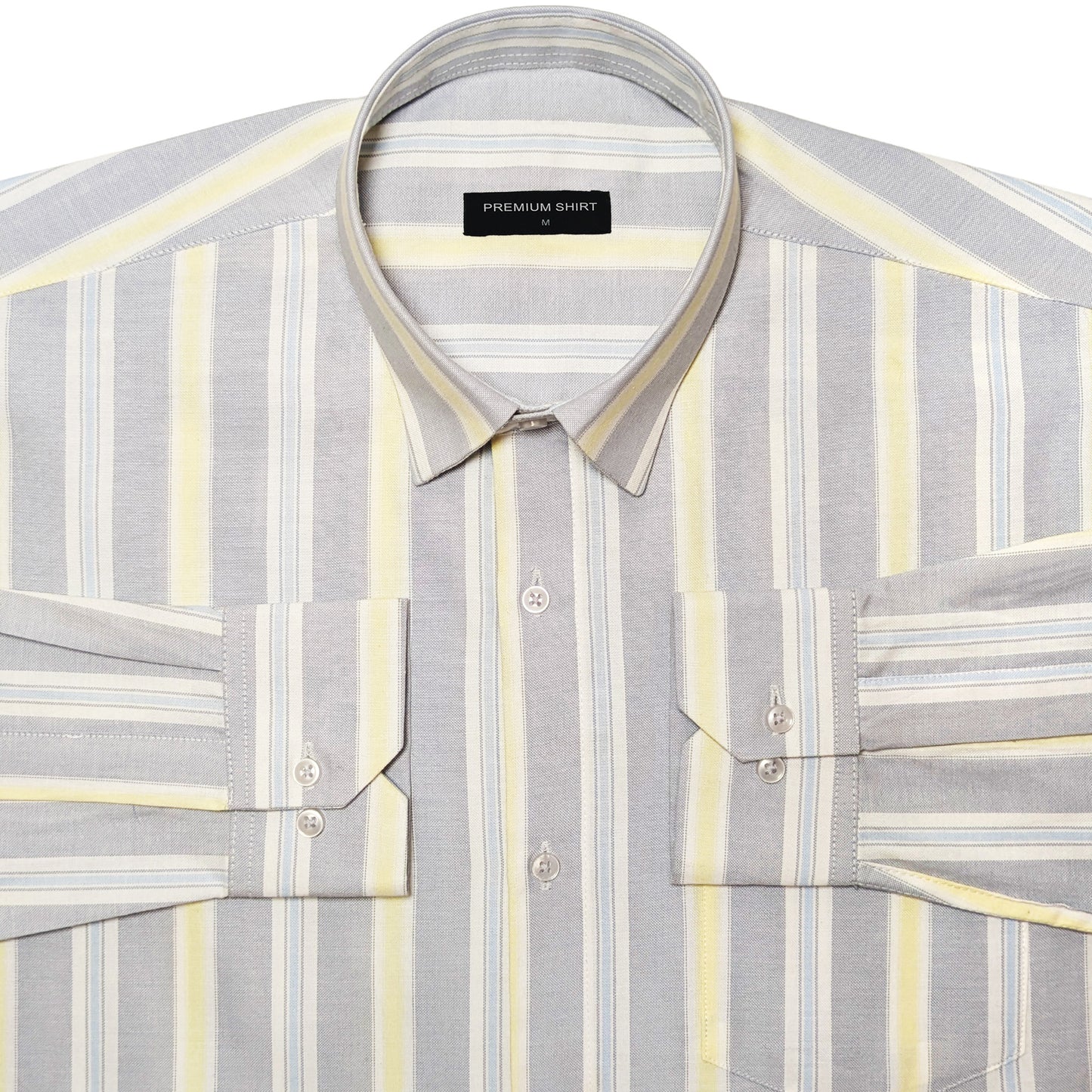 Soft Grey Oxford Stripe Cotton Shirt For Men