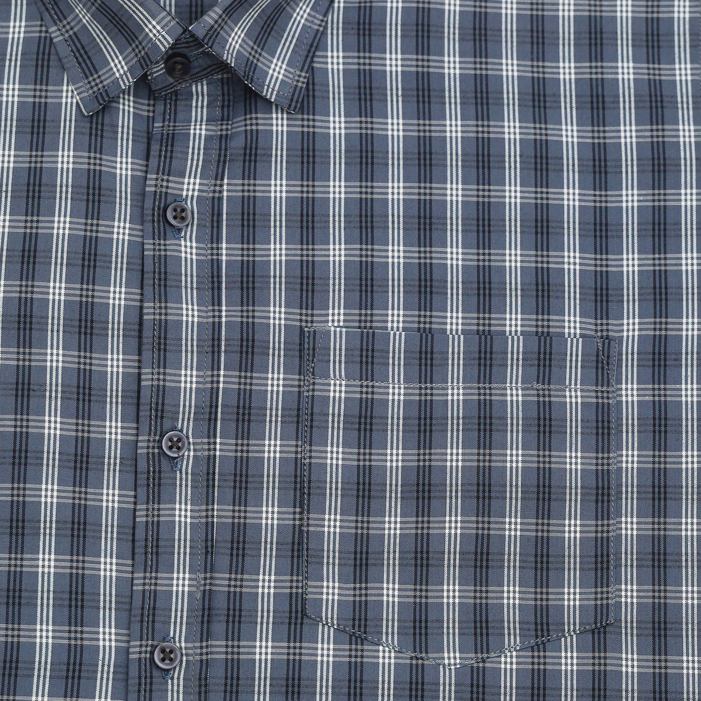 Dark Grey Classic Check Cotton Blend Shirt For Men