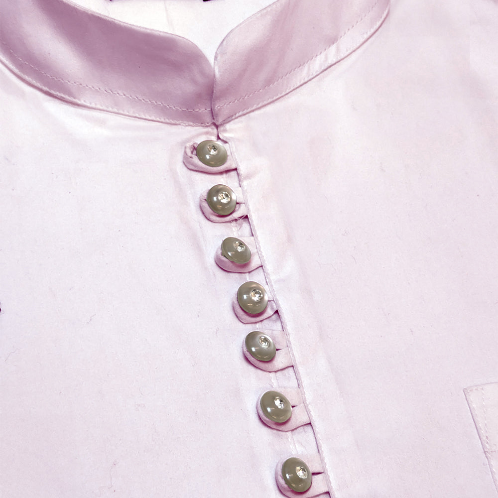 Pink Satin Short Kurta For Men