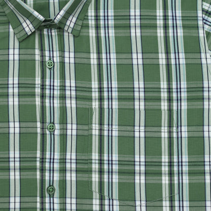 Highland Green Classic Check Paper Cotton Shirt For Men