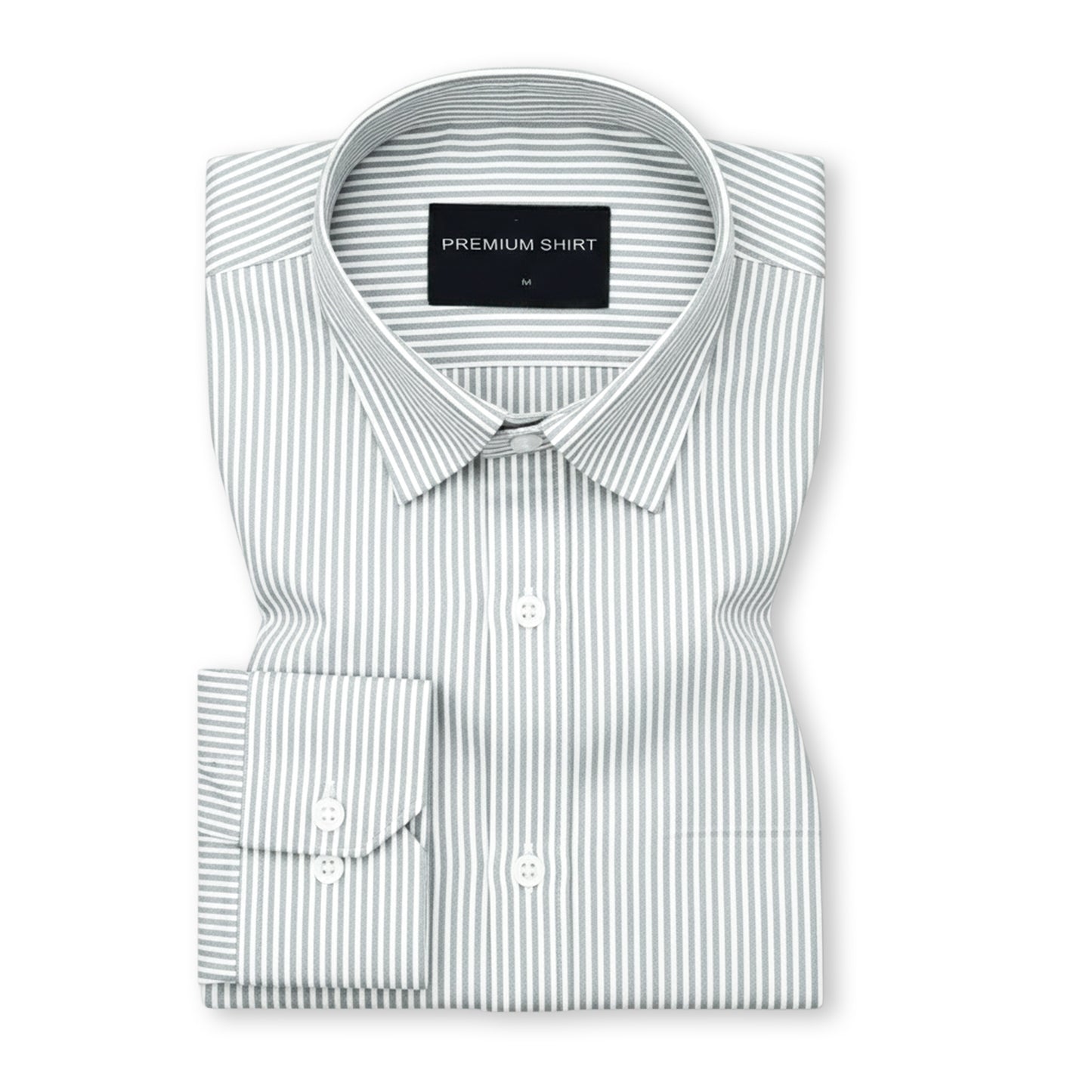 Light Grey Cotton Blend Stripes Shirt for Men