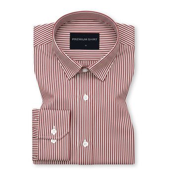 Maroon Cotton Blend Stripes Shirt for Men