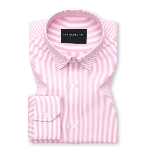 Pink Cotton Blend Stripes Shirt for Men