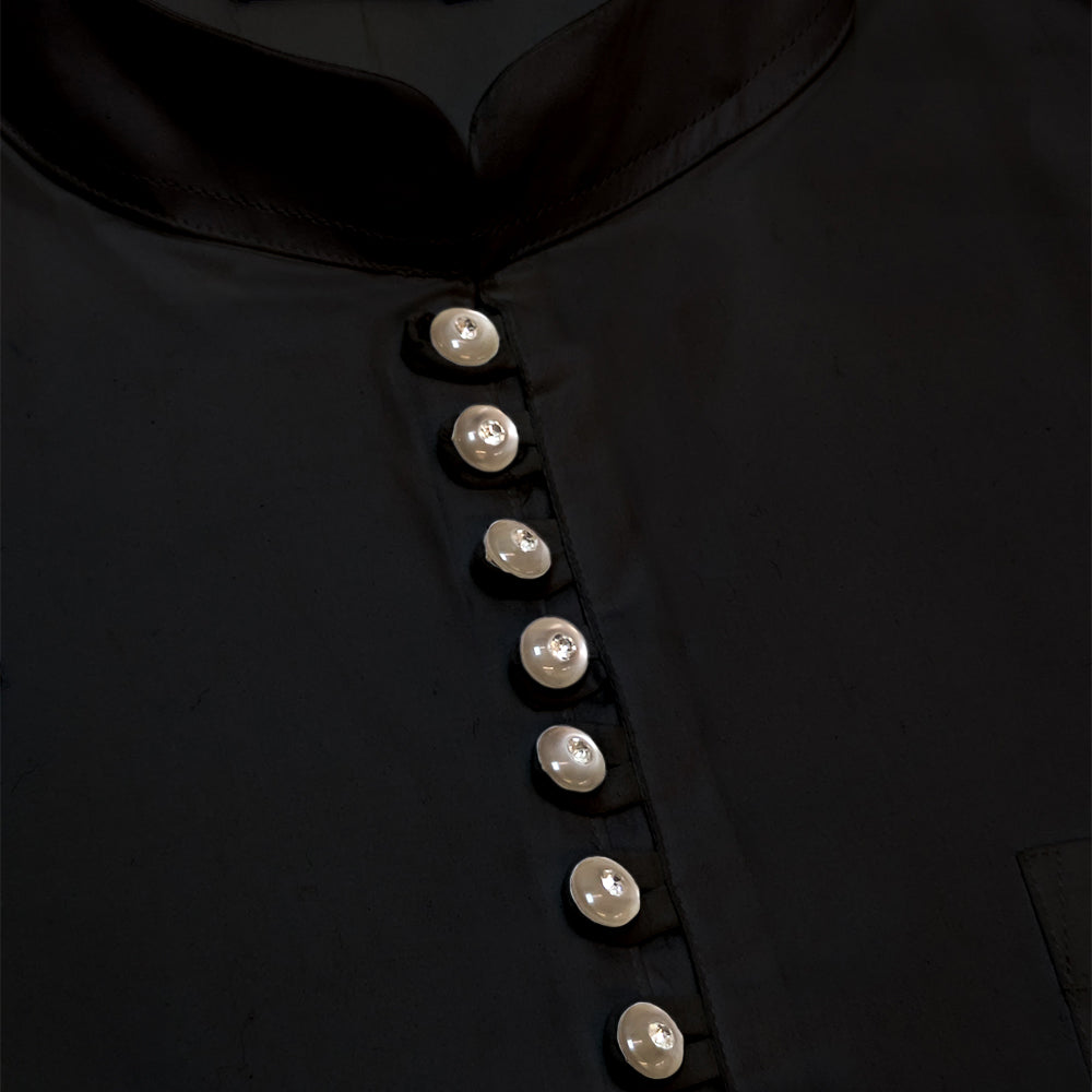 Black Satin Short Kurta For Men