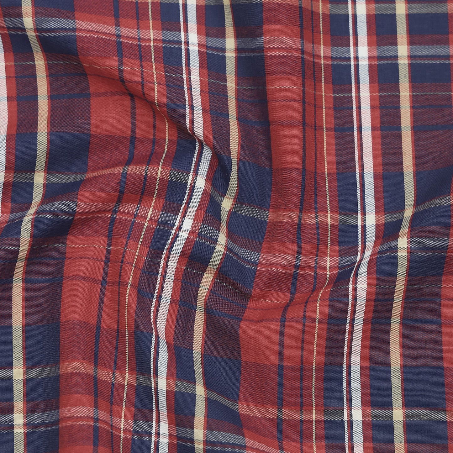 Crimson Red Check Paper Cotton Shirt For Men