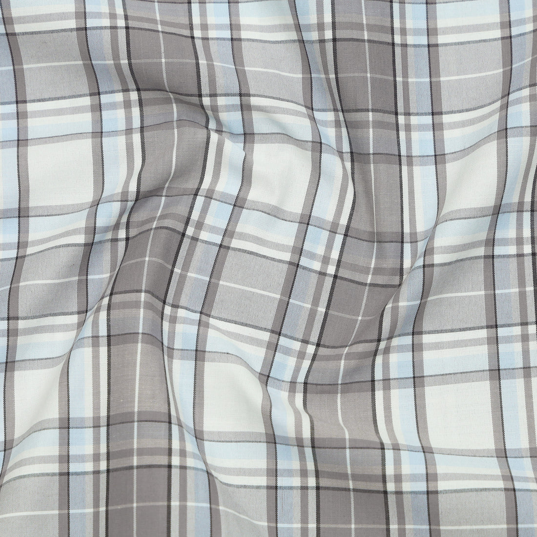 Cloud Grey Classic Check Cotton Blend Shirt For Men