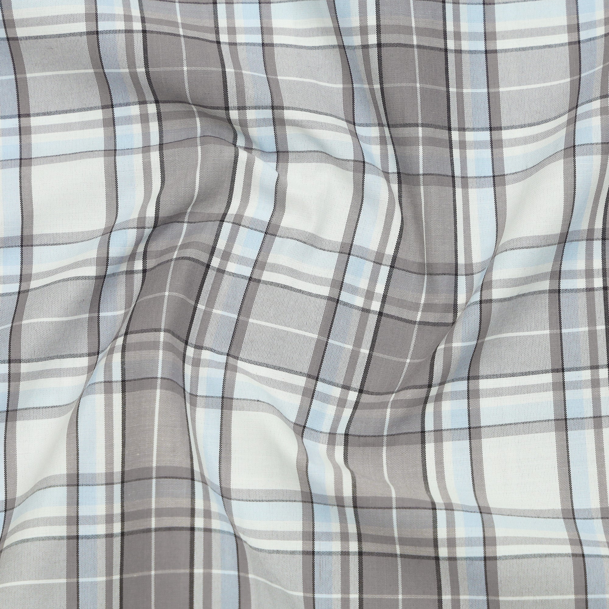 Cloud Grey Classic Check Cotton Blend Shirt For Men