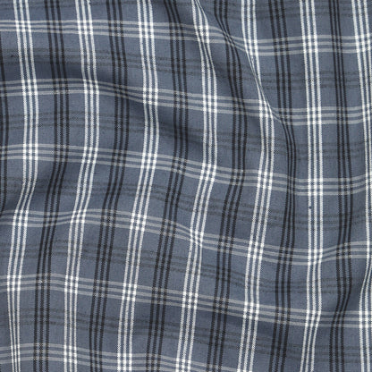Dark Grey Classic Check Cotton Blend Shirt For Men