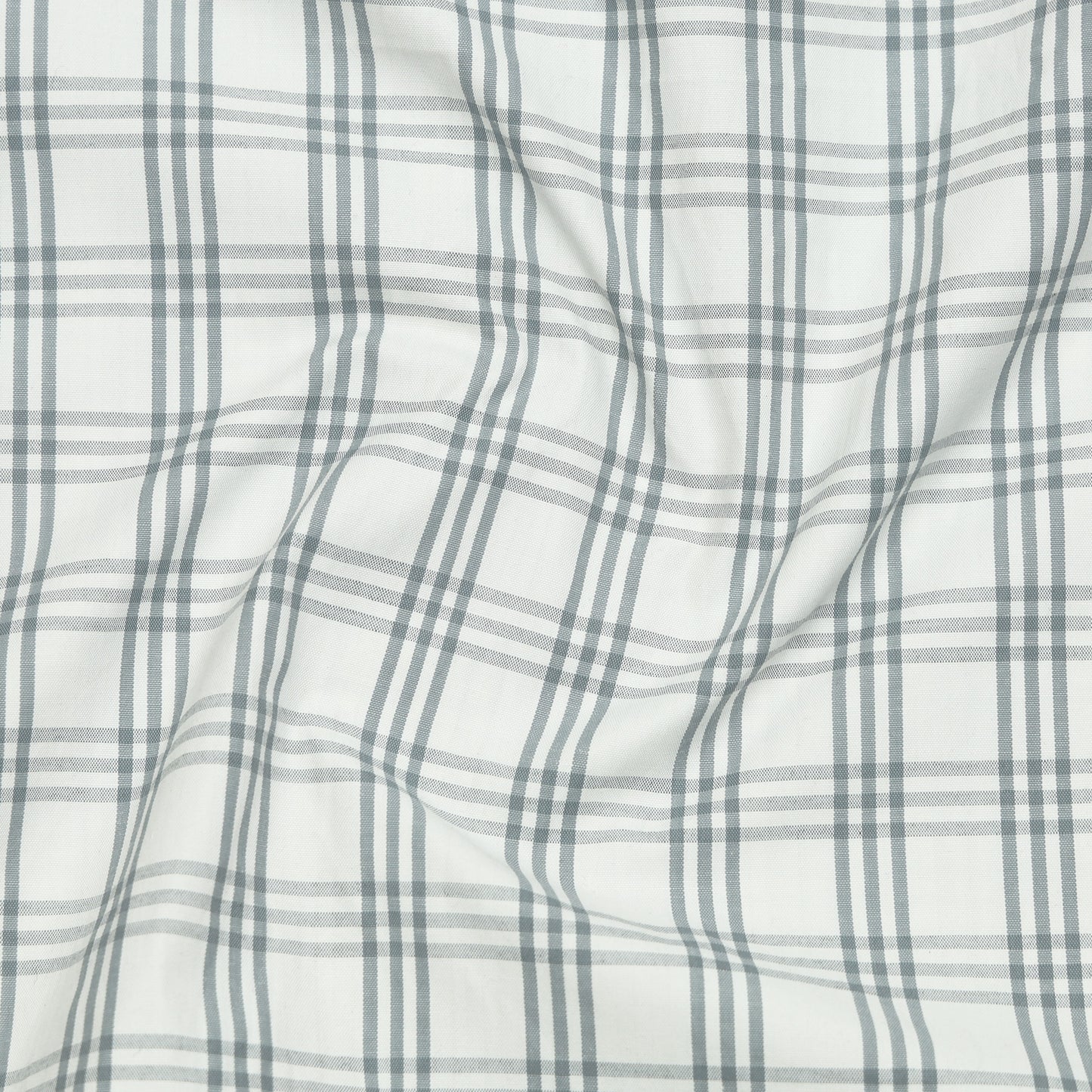 Mist Blue Classic Check Paper Cotton Shirt For Men