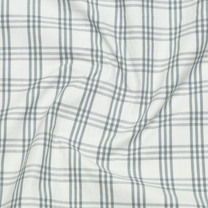 Mist Blue Classic Check Paper Cotton Shirt For Men