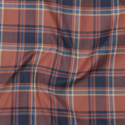 Rusty Brown Classic Check Cotton Shirt for Men