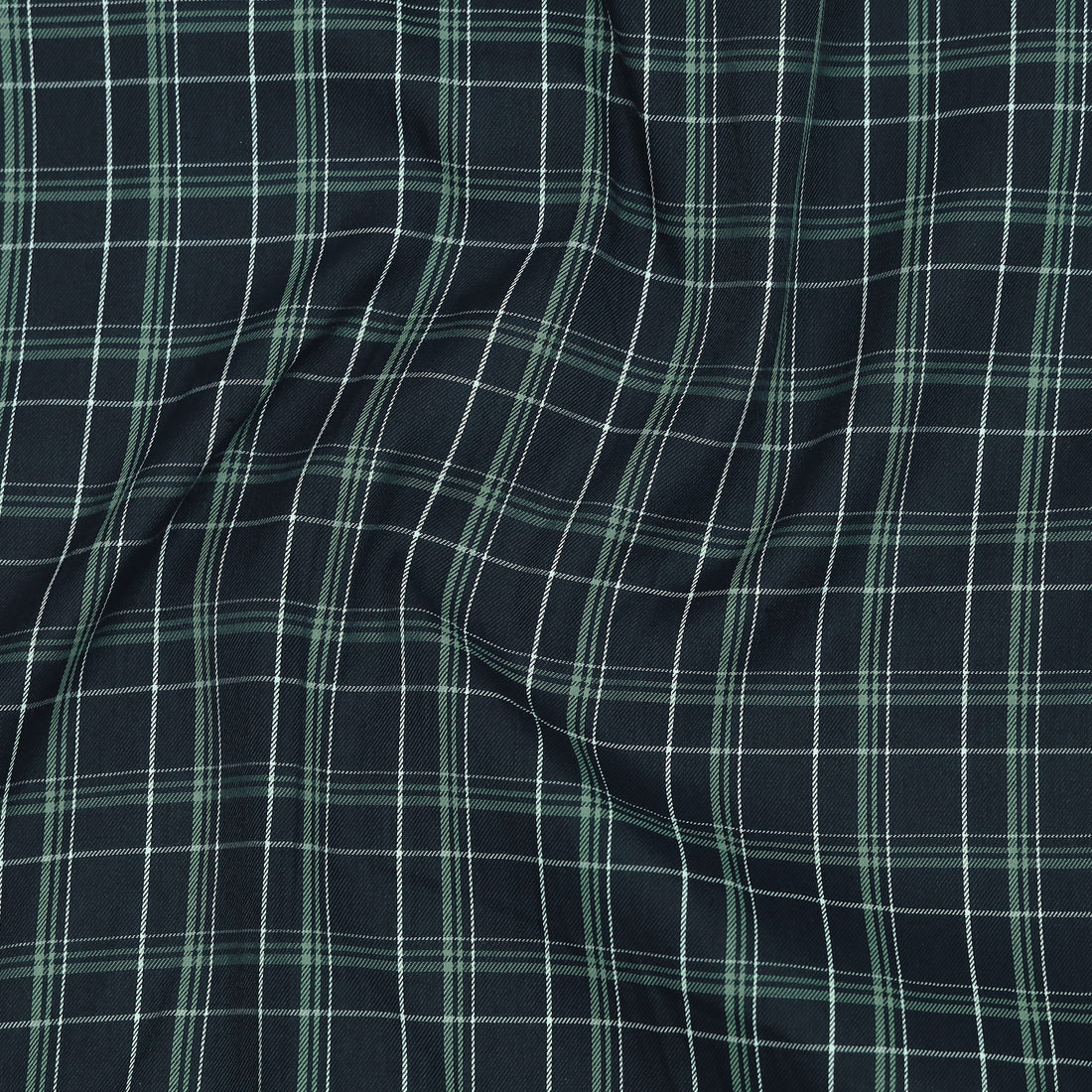 Midnight Green Classic Check Cotton Blend Shirt for Men