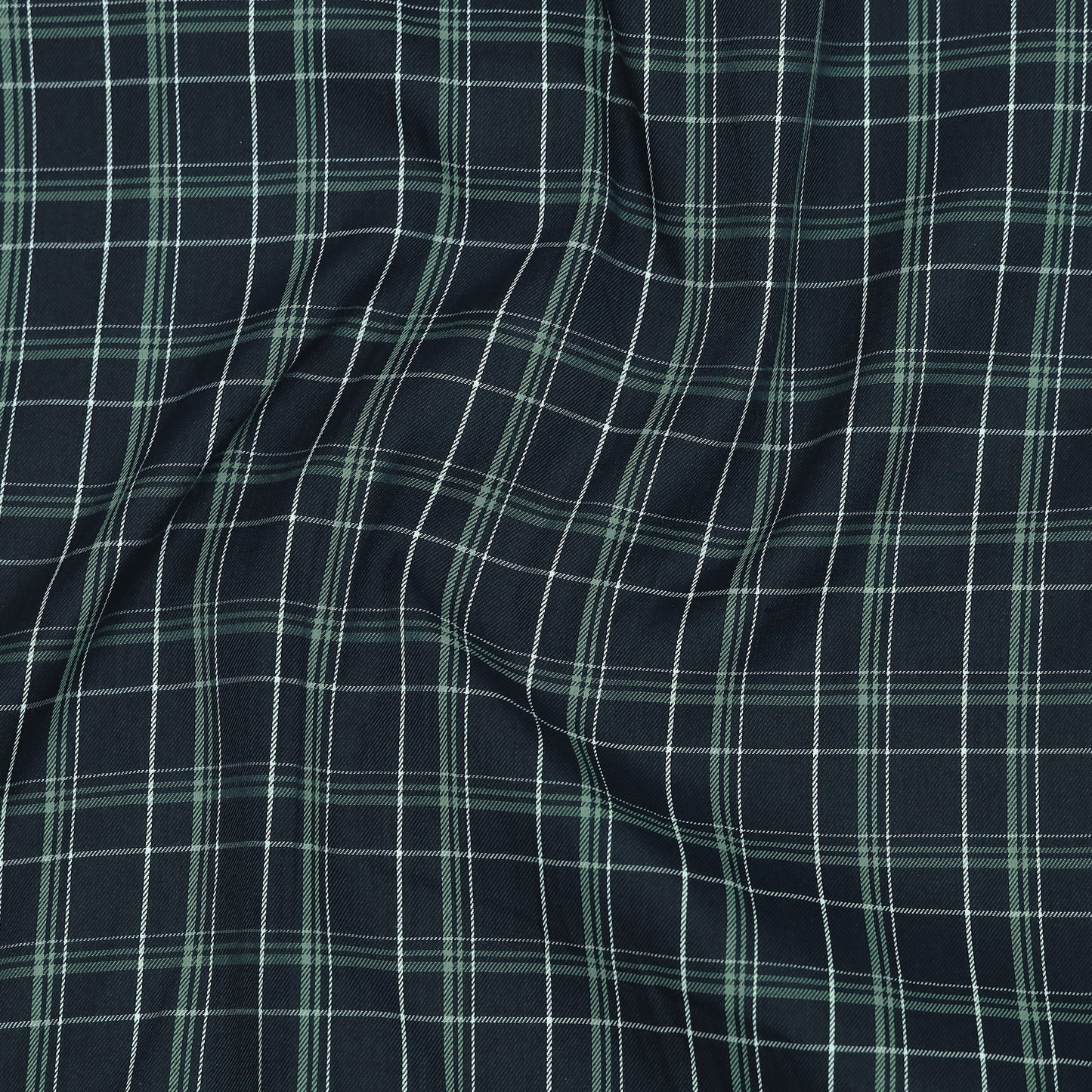 Midnight Green Classic Check Cotton Blend Shirt for Men