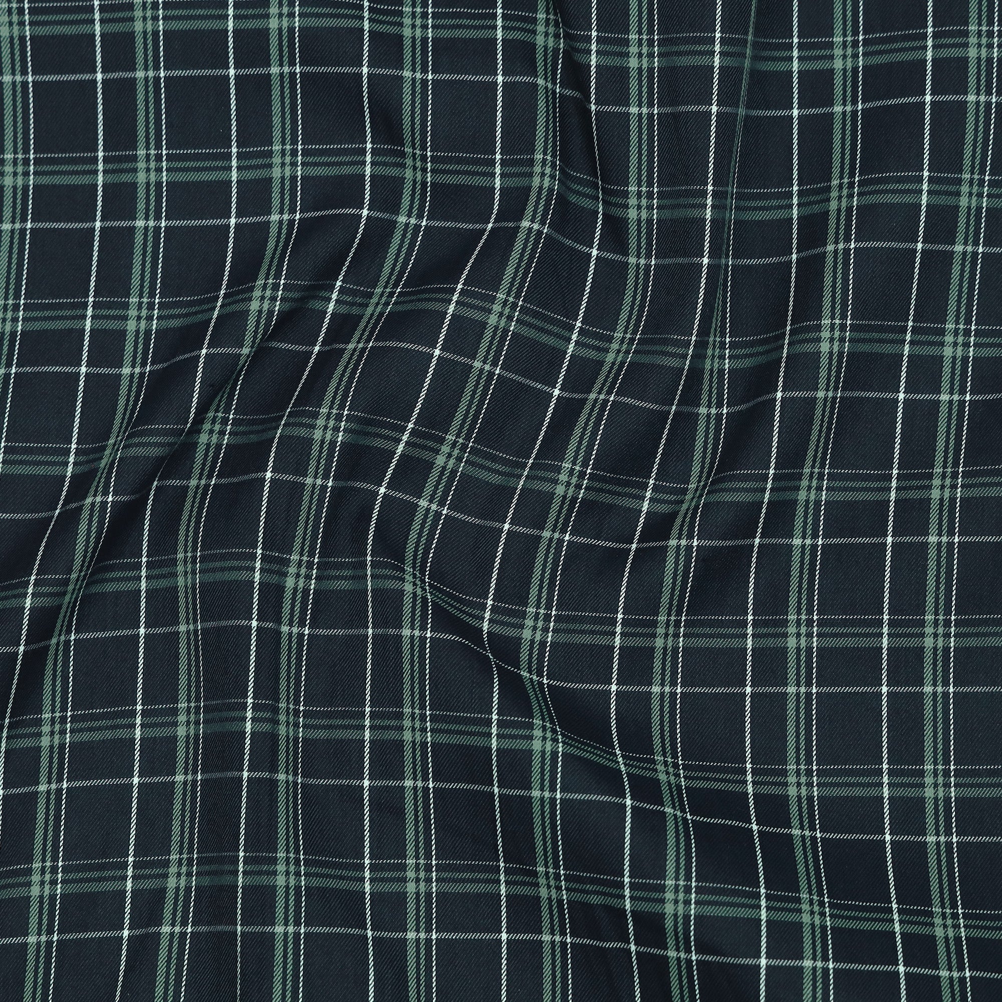 Midnight Green Classic Check Cotton Blend Shirt for Men