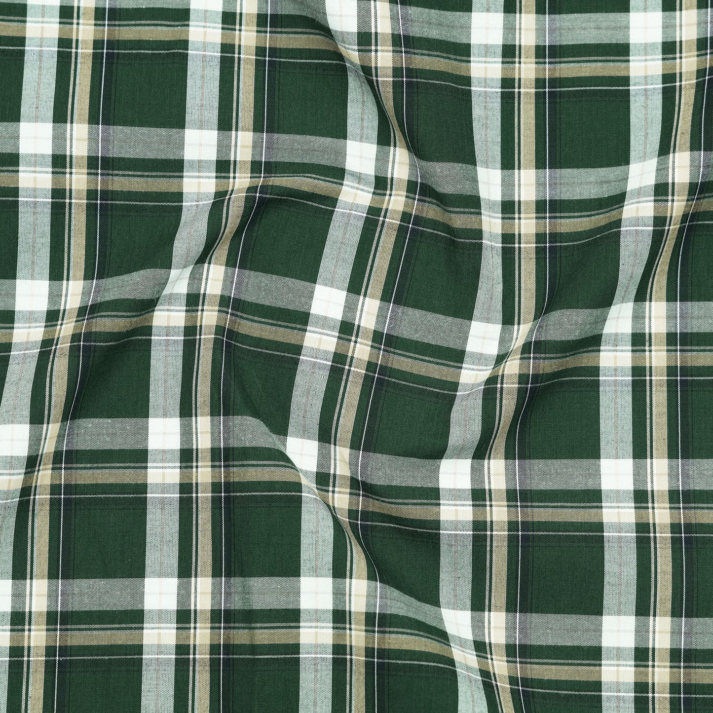 Woodland Green Classic Check Paper Cotton Shirt for Men