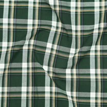 Woodland Green Classic Check Paper Cotton Shirt for Men