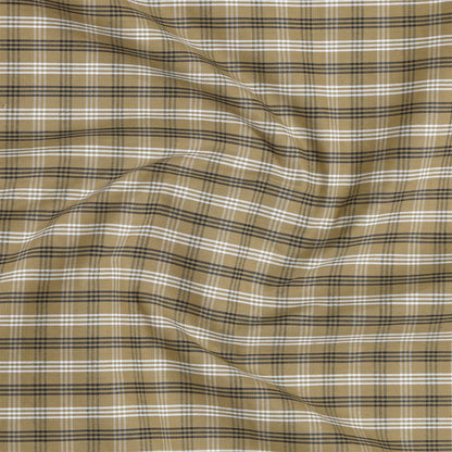 Tan Classic Check Cotton Blend Shirt For Men