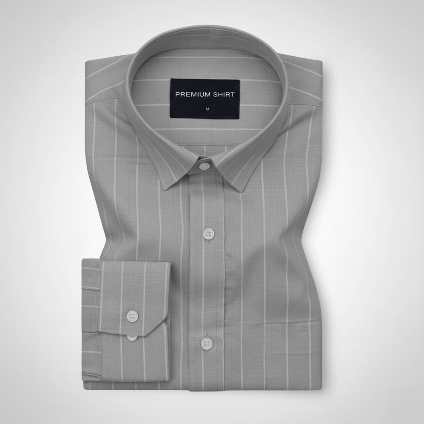 Ash Grey Pinstripe Oxford Shirt For Men
