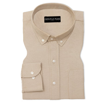 Beige Oxford Cotton Shirt For Men