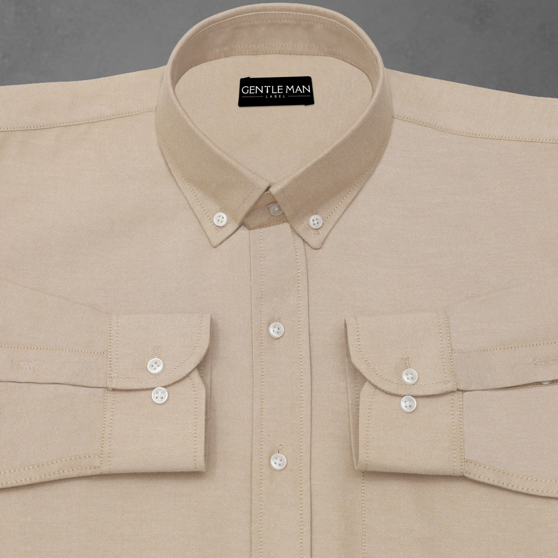Beige Oxford Cotton Shirt For Men