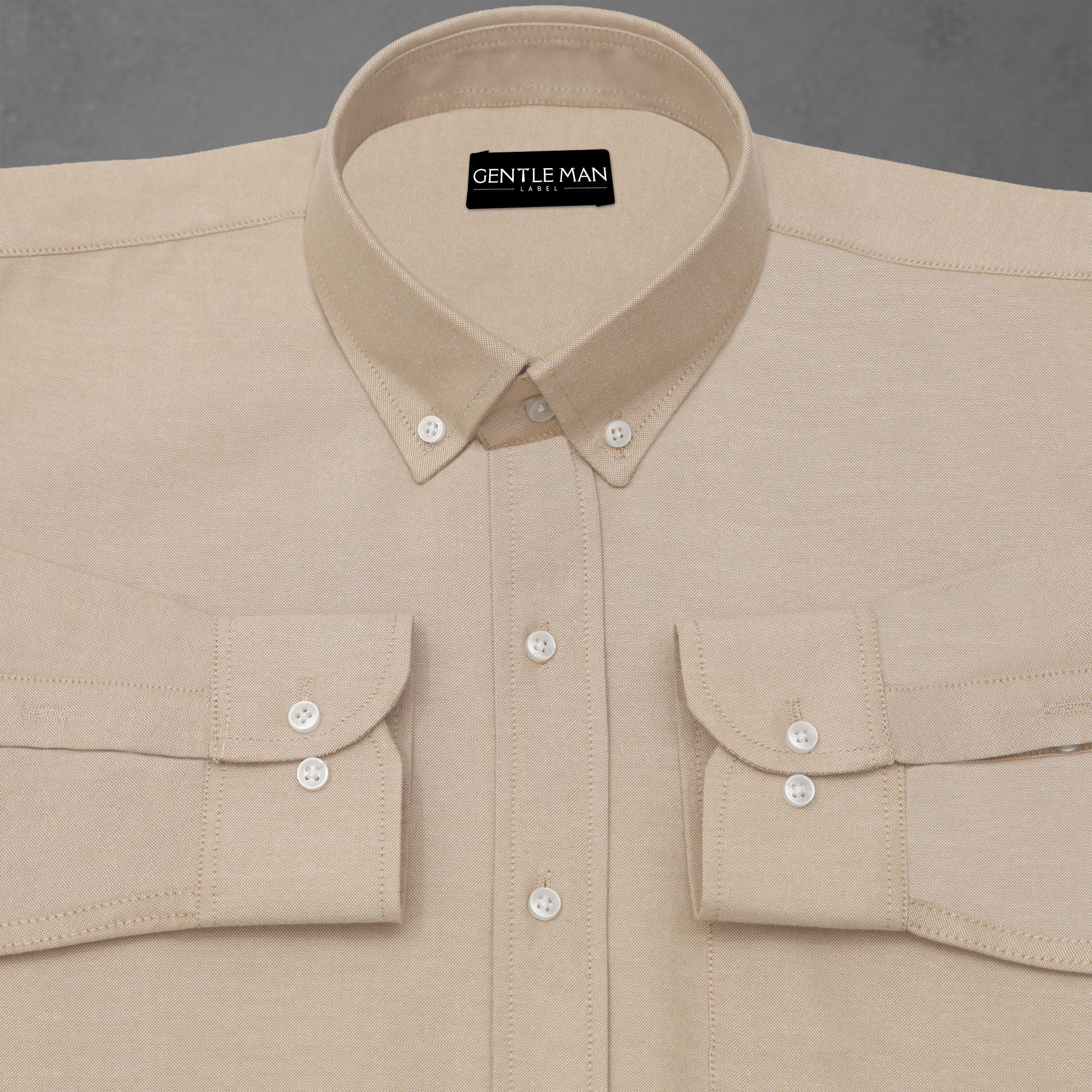 Beige Oxford Cotton Shirt For Men