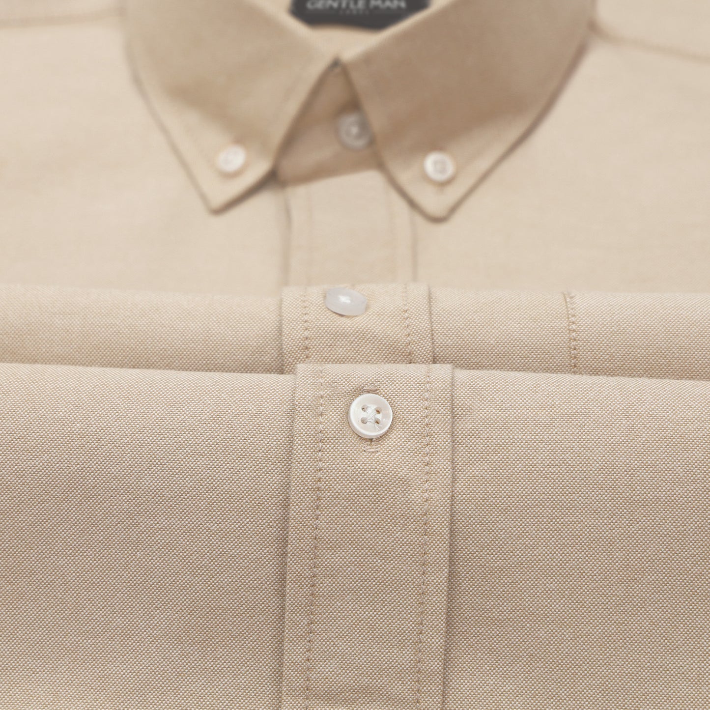 New Beige Oxford Cotton Shirt For Men