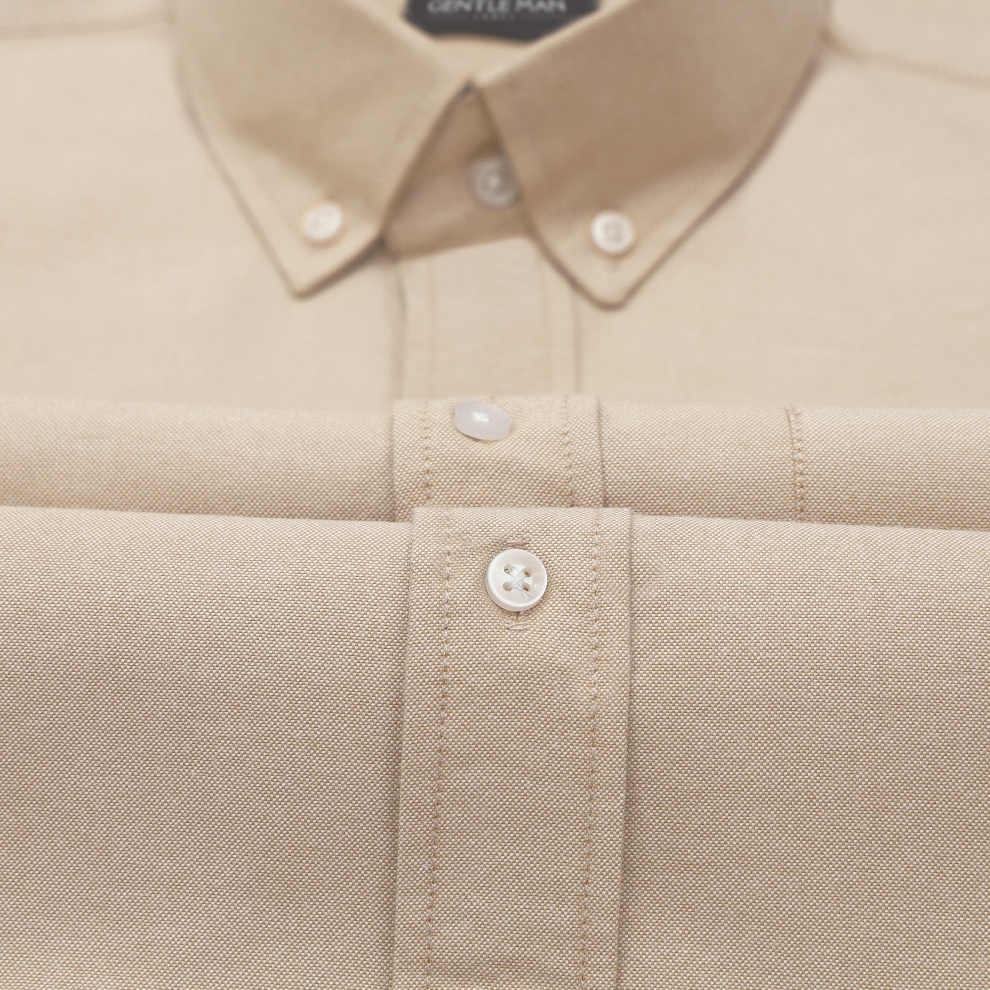 Beige Oxford Cotton Shirt For Men