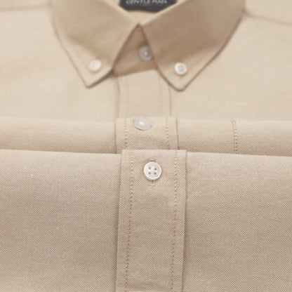 New Beige Oxford Cotton Shirt For Men