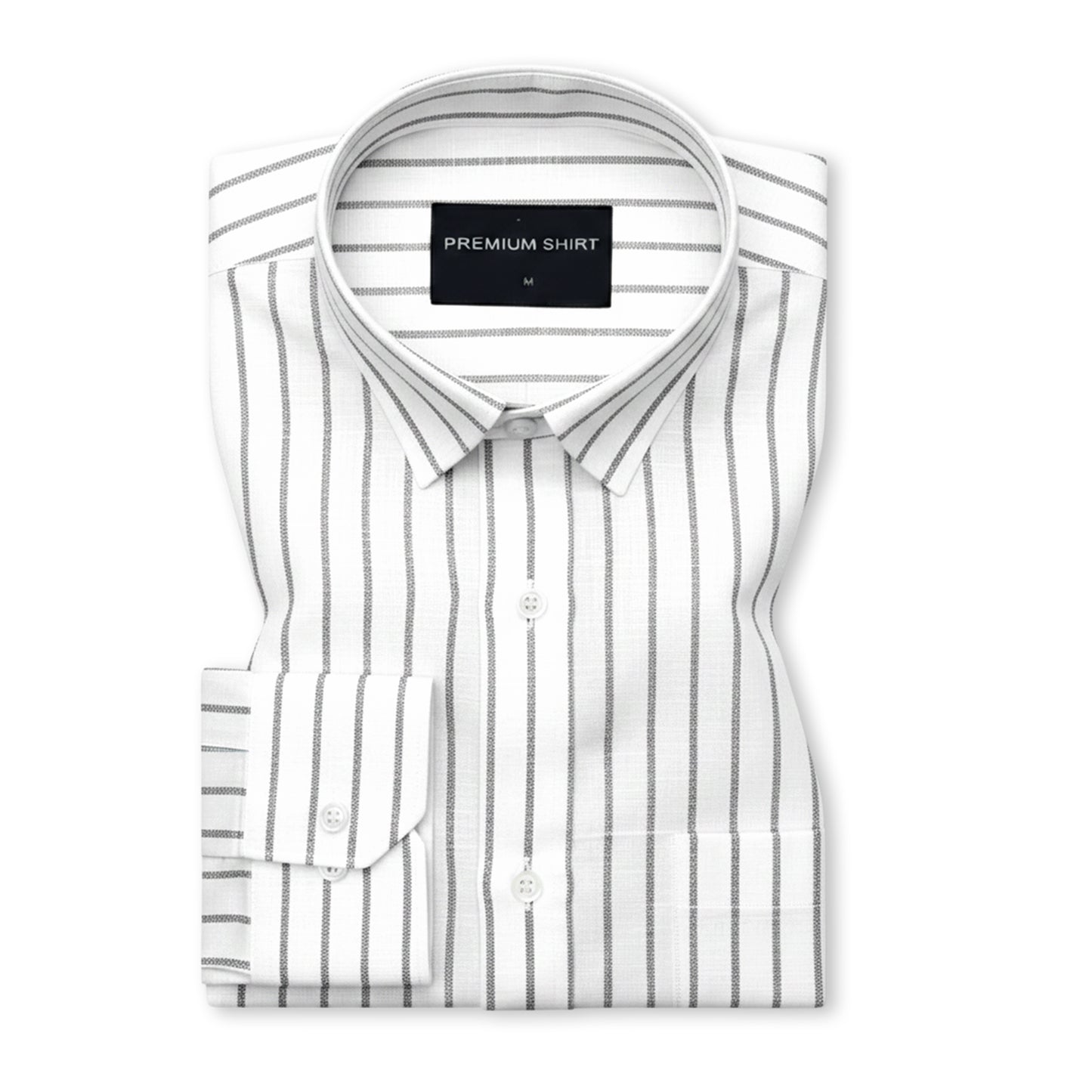 Charcoal Pinstripe Linen Shirt For Men